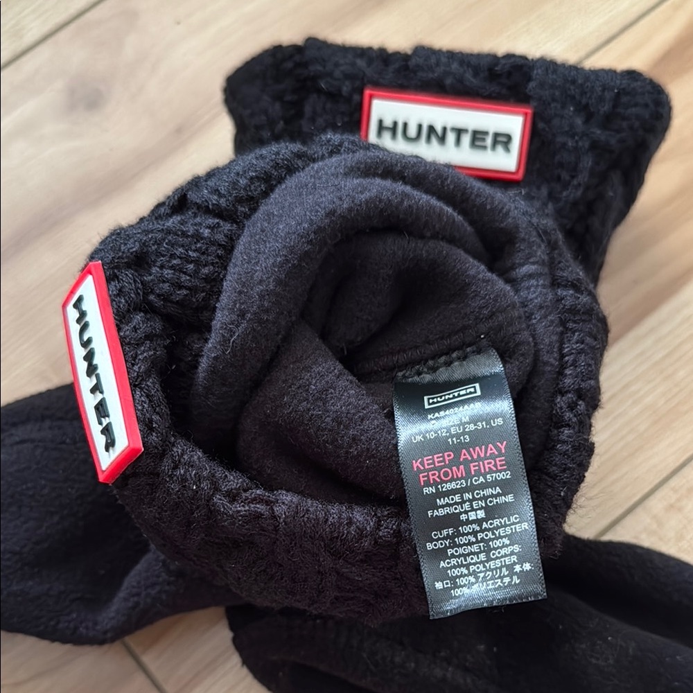 Hunter Black Fleece Boot Liners Kids Size M